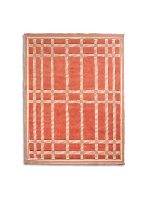 Heal's Lattice Rug Coral Medium in Teracotta, Wool - image 1