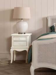 Barker and Stonehouse Calista Off Wooden 2 Drawer Bedside Table in White - thumbnail 2