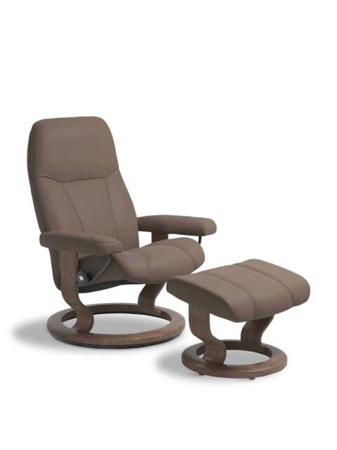 Barker and Stonehouse Consul Small Classic Chair And Footstool in Brown, Leather