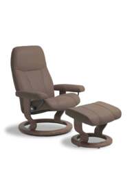 Barker and Stonehouse Consul Small Classic Recliner Chair And Footstool in Brown, Leather