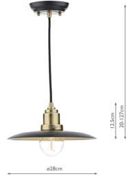 Dar Lighting Hannover 1 Light Pendant in Black - thumbnail 2