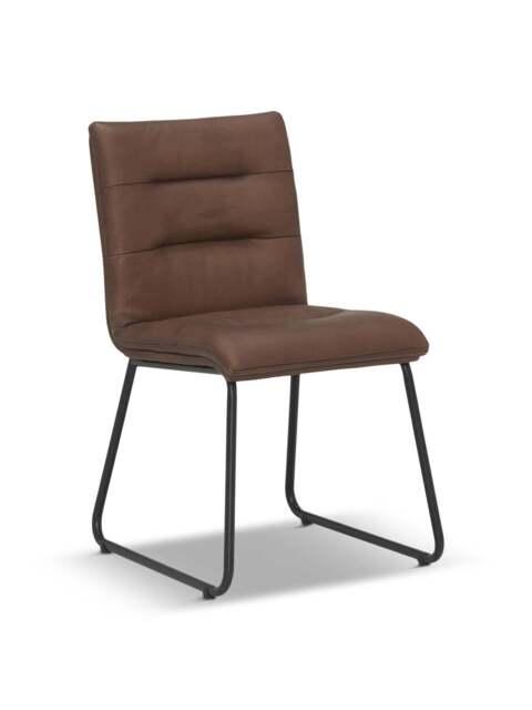 Barker and Stonehouse Zena Stitch Detail Dining Chair in Brown, Leather - image 1