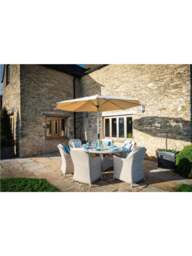 Bramblecrest Monterey Rattan 6 Seat Elliptical Dining Set With Parasol & Base - thumbnail 2