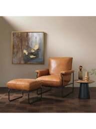 Barker and Stonehouse Vinci Footstool in Brown, Leather - thumbnail 2