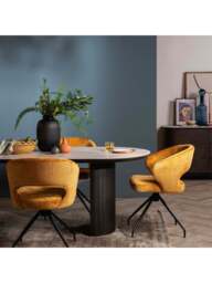 Barker and Stonehouse Cagney Fabric Swivel Dining Chair in Gold - thumbnail 2