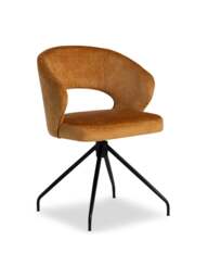 Barker and Stonehouse Cagney Fabric Swivel Dining Chair in Gold - thumbnail 1