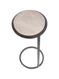 Libra Interiors Iota Accent Table Grey Emperador Marble Aged Silver Frame in Grey Emporador Marble Aged Silver, Wood/Metal - thumbnail 2