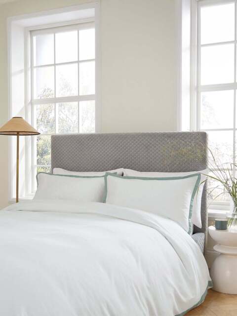 Bedeck of Belfast Fine Linens Olenna 250 Thread Count Cover Set Cotton Sateen in Celadon, Cotton/Linen, Size King - image 1