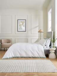 Bedeck of Belfast Fine Linens Olenna 250 Thread Count Cover Set Cotton Sateen in Celadon, Cotton/Linen, Size King - thumbnail 2
