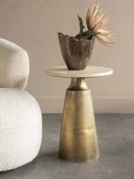 Libra Interiors Clifton Ii Light Travertine Side Table 40Cm in Peach, Size 230x40x40 - thumbnail 2