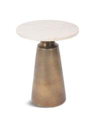 Libra Interiors Clifton Ii Light Travertine Side Table 40Cm in Peach, Size 230x40x40
