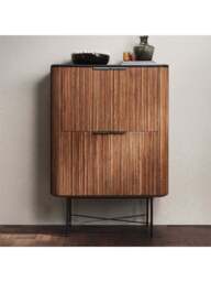 Barker and Stonehouse Trinidad Fluted Reclaimed Teak Wood Tall Cabinet in Brown - thumbnail 2