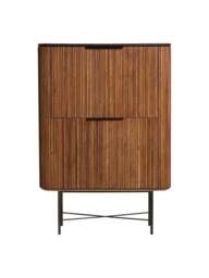 Barker and Stonehouse Trinidad Fluted Reclaimed Teak Wood Tall Cabinet in Brown - thumbnail 3