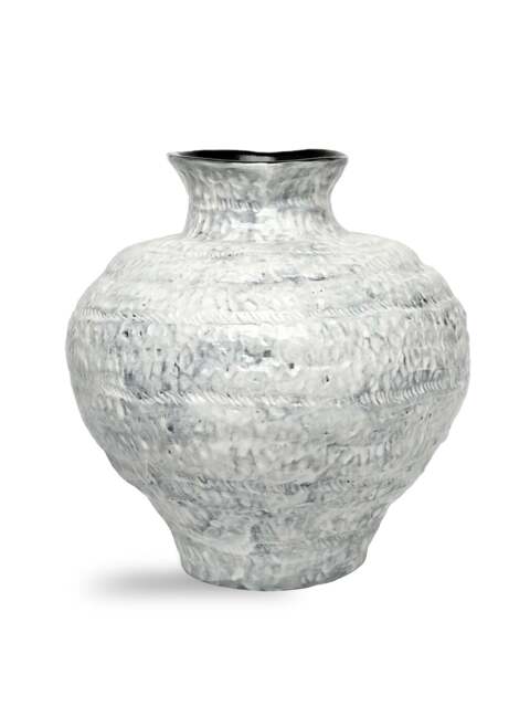 Libra Interiors Lunel White Glazed Vase Large in White/Grey - image 1