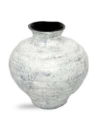 Libra Interiors Lunel White Glazed Vase Large in White/Grey - thumbnail 2