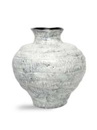 Libra Interiors Lunel White Glazed Vase Large in White/Grey - thumbnail 1