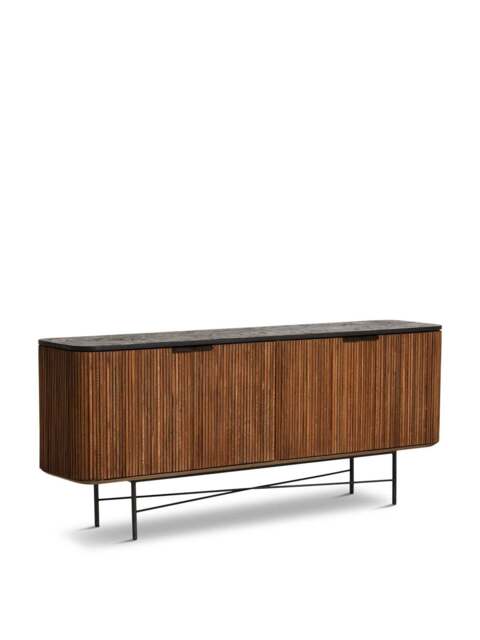 Barker and Stonehouse Trinidad Fluted Reclaimed Teak Wood Sideboard, in Brown, Size 200cm - image 1