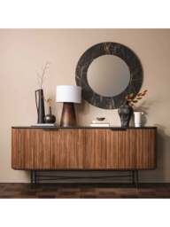 Barker and Stonehouse Trinidad Fluted Reclaimed Teak Wood Sideboard, in Brown, Size 200cm - thumbnail 2