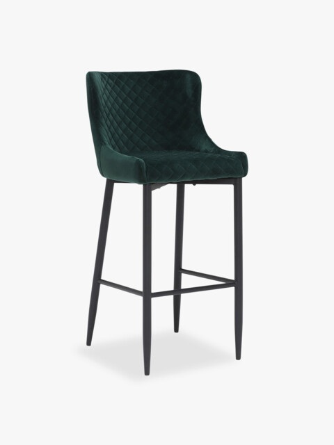 Barker and Stonehouse Rivington Grey Velvet Quilted Bar Stool Green