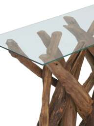 Barker and Stonehouse Whinfell Console Table in Reclaimed Teak With Glass Top - thumbnail 2