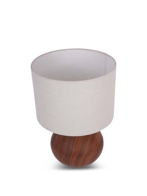 Libra Interiors Ashford Wood Effect Ceramic Table Lamp With Shade E27 60W in Beige, Wood/Metal - image 1