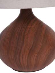 Libra Interiors Ashford Wood Effect Ceramic Table Lamp With Shade E27 60W in Beige, Wood/Metal - thumbnail 2