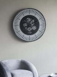 Libra Interiors Palladium Wall Clock With Moving Dials Black N in Black Nickle, Size 100x8x100 - thumbnail 2