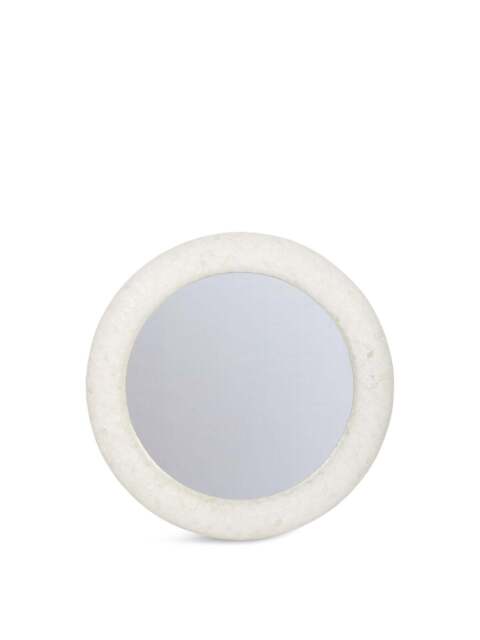 Libra Interiors Aspen Bone Inlay Round Mirror 100Cm in White, Size 100x100x6 - image 1