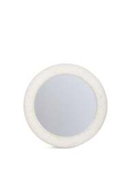 Libra Interiors Aspen Bone Inlay Round Mirror 100Cm in White, Size 100x100x6 - thumbnail 1