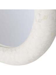 Libra Interiors Aspen Bone Inlay Round Mirror 100Cm in White, Size 100x100x6 - thumbnail 4