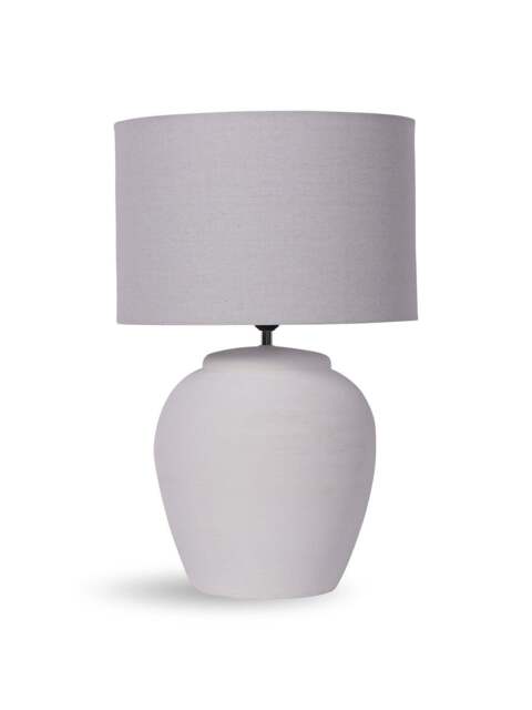 Libra Interiors Rhodes Ceramic Lamp Base With Shade, Large E27 L in White, Size 38x57x38cm - image 1