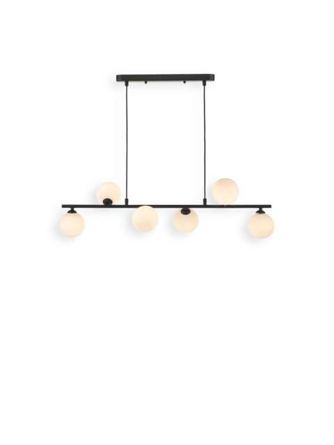 Dar Lighting Spiral 6 Light Bar Pendant in Matt Black, Satin