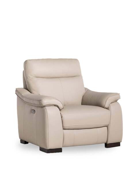 Barker and Stonehouse Arno Power Recliner Armchair in Neutral, Leather - image 1