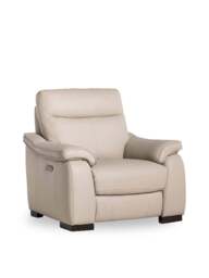 Barker and Stonehouse Arno Power Recliner Armchair in Neutral, Leather - thumbnail 1