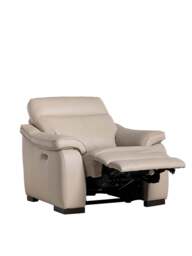 Barker and Stonehouse Arno Power Recliner Armchair in Neutral, Leather - thumbnail 2