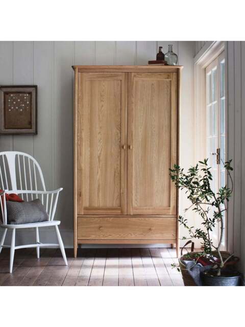 Barker and Stonehouse Teramo Oak Wood 2 Door 1 Drawer Wardrobe in Brown