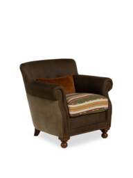 Barker and Stonehouse Bertie Armchair With Fabric Seat in Brown, Leather - thumbnail 1
