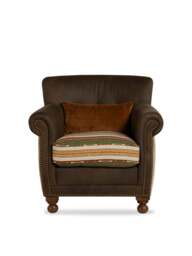 Barker and Stonehouse Bertie Armchair With Fabric Seat in Brown, Leather - thumbnail 3