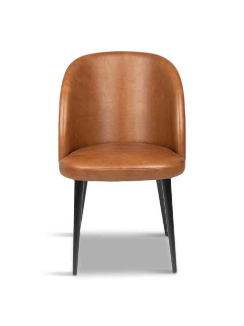 Heal's Austen Dining Chair Tan Black Leg in Brown, Leather, Size 52x57x84