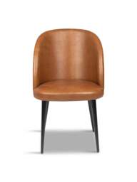 Heal's Austen Dining Chair Tan Black Leg in Brown, Leather, Size 52x57x84