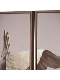 Libra Interiors Framed Tropical Birds 3 Piece Canvas in Naturals Gold, Size 140x4x70cm - thumbnail 2
