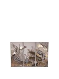 Libra Interiors Framed Tropical Birds 3 Piece Canvas in Naturals Gold, Size 140x4x70cm - thumbnail 1