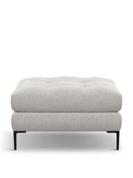 Heal's Eton Footstool Chunky Boucle Ecru Black Feet in Grey, Aluminium