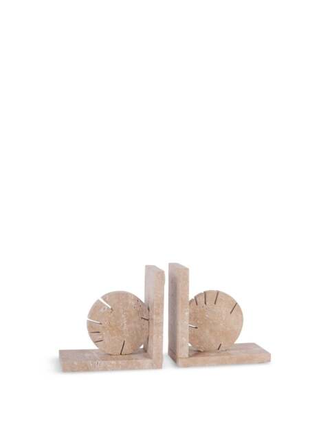 Libra Interiors Catania Travertine Bookends in Grey, Size 15x31x8 - image 1