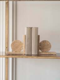 Libra Interiors Catania Travertine Bookends in Grey, Size 15x31x8 - thumbnail 2