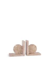 Libra Interiors Catania Travertine Bookends in Grey, Size 15x31x8