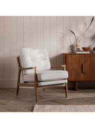 Barker and Stonehouse Merrin Cream Fabric Accent Chair With Wood Frame in Neutral - thumbnail 2