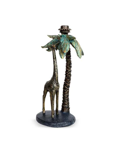 Libra Interiors Palm Candle Stick With Giraffe Gold - image 1