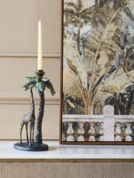 Libra Interiors Palm Candle Stick With Giraffe Gold - thumbnail 3