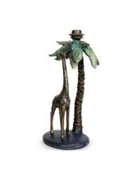 Libra Interiors Palm Candle Stick With Giraffe Gold